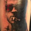 Shoulder Portrait Realistic Brad Pitt tattoo by Pistolero Tattoo