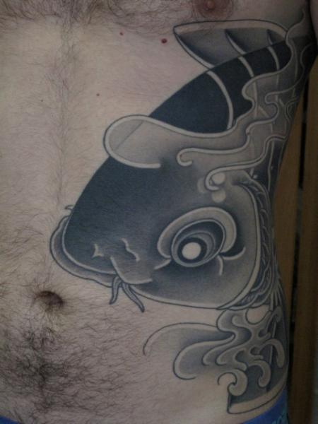 Side Japanese Carp Koi Tattoo by Admiraal Tattoo
