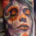 tatuaje Brazo Cráneo mexicano por Robert Witczuk
