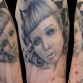 Shoulder Realistic Women Card tattoo by Robert Witczuk