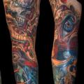 Fantasy Skull Eye Sleeve tattoo by Robert Witczuk