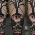 Calf Skull Dotwork Tree tattoo by Dermagrafics
