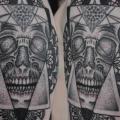 Shoulder Skull Dotwork tattoo by Dermagrafics