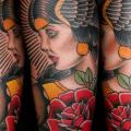 Arm Old School Flower Women tattoo by Mike Chambers