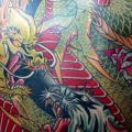 tatuaje Japoneses Espalda Tigre Dragón por Mike Chambers