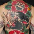 tatuaje Flor Japoneses Espalda Pantera por Mike Chambers