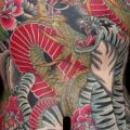 tatuaż Japoński Tygrys Smok Ciało przez Mike Chambers