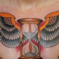 Chest Old School Clepsydra Wings tattoo by Mike Chambers