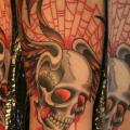 Arm Old School Skull Wings Web tattoo by Babakhin