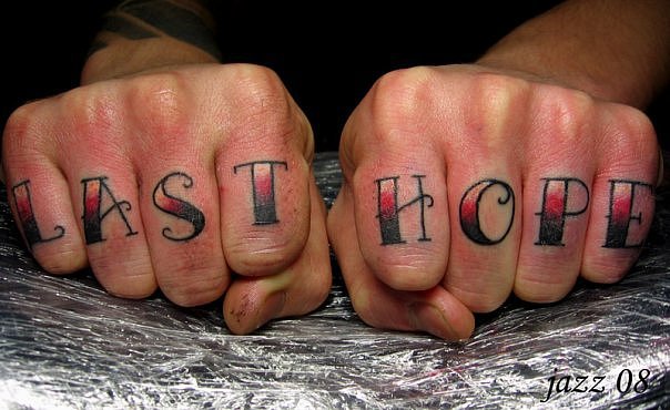 Old School Finger Lettering Tattoo by Babakhin