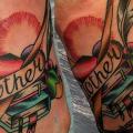 Foot Lettering Book tattoo by Babakhin