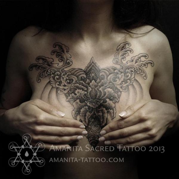 Dotwork Breast Tattoo by Amanita Tattoo