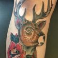 Old School Leg Deer tattoo by Love Life Tattoo