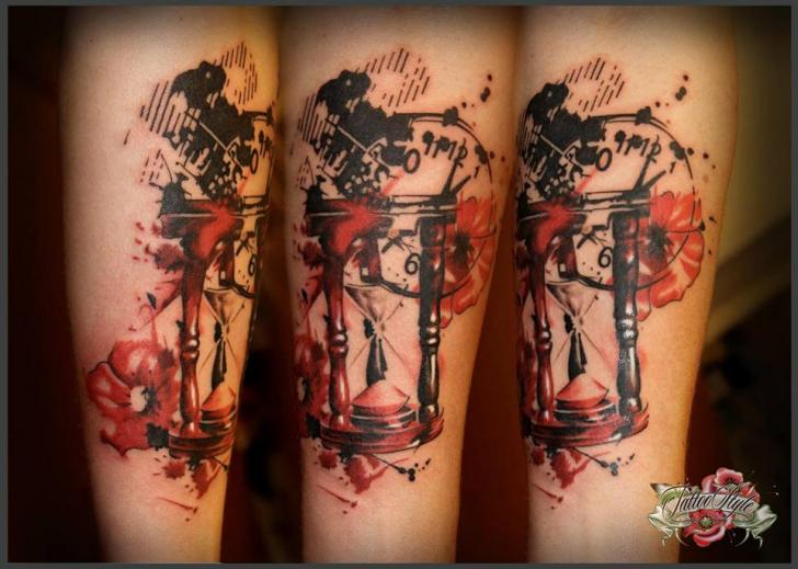 Arm Clepsydra Trash Polka Tattoo by Style Tattoo