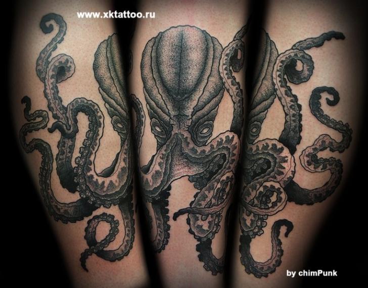 Arm Dotwork Octopus Tattoo by XK Tattoo