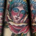 Old School Foot Flower Women tattoo by XK Tattoo