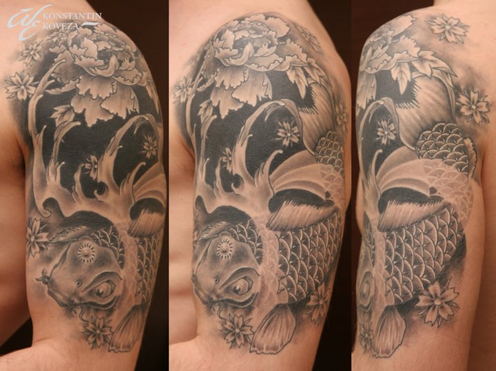 Tatuaje Hombro Japoneses Carpa Koi por West End Studio