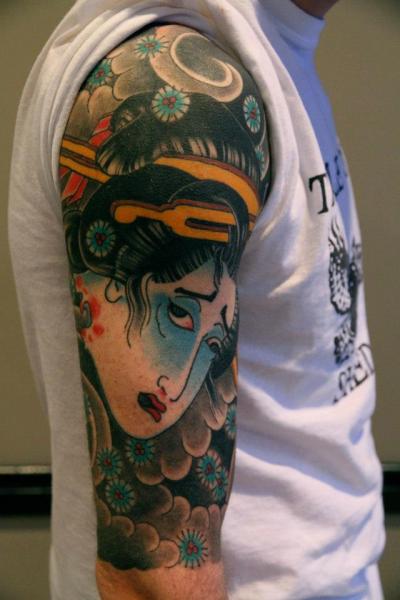 Shoulder Japanese Geisha Tattoo by Third Eye Tattoo