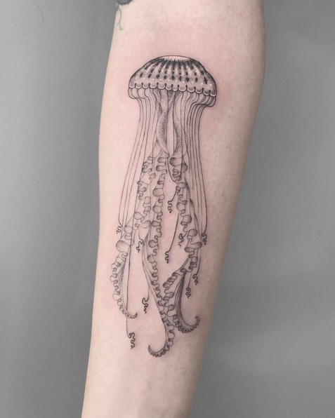 Arm Qualle Tattoo von Saved Tattoo