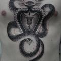 รอยสัก งู หน้าอก หัวใจ โดย Saved Tattoo