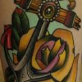 Arm Old School Flower Anchor tattoo by S13 Tattoo