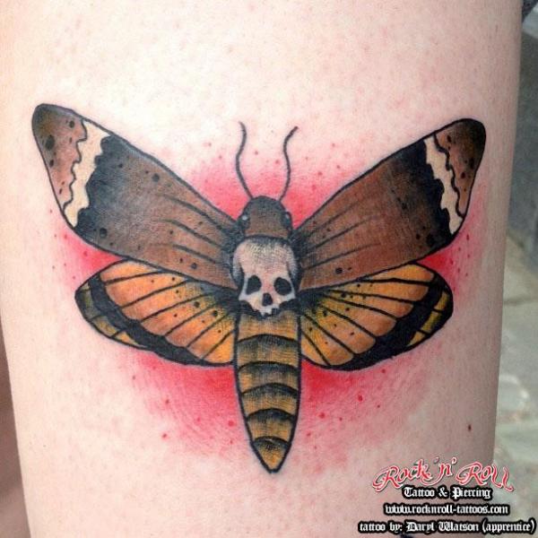 Arm Old School Moth Tattoo by Rock n Roll Tattoo