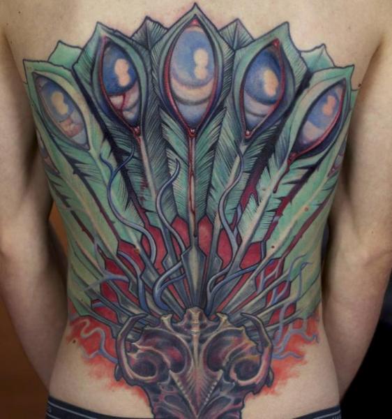 Tatuaje Fantasy Pluma Espalda por Graven Image