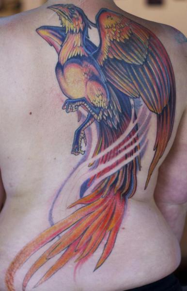 Tatuaje Fantasy Espalda Fénix por Graven Image