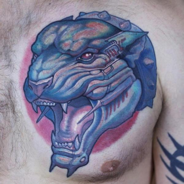 Fantasy Chest Robot Panther Tattoo by Graven Image