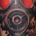 Shoulder Gas Mask tattoo by Tattoos by Mini