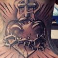Heart Religious Neck tattoo by Steve Soto