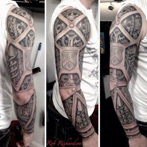 Arm Biomechanisch Sleeve Tattoo von Rob Richardson