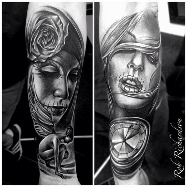 Arm Clock Women Angel Tattoo by Rob Richardson