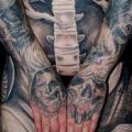 Arm Chest Leg Hand Belly Body Skeleton tattoo by Colin Jones