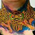 New School Neck Owl tattoo by Colin Jones