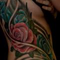Realistic Flower Side tattoo by Colin Jones