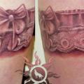 Realistic Leg Garter Lace tattoo by Ramas Tattoo