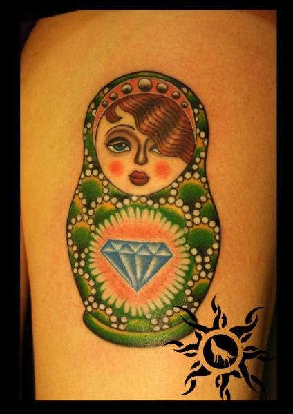 Матрешка Алмаз татуировка от Ramas Tattoo
