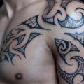 Shoulder Chest Tribal tattoo by C-Jay Tattoo