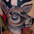 Arm Old School Deer tattoo by Montalvo Tattoos
