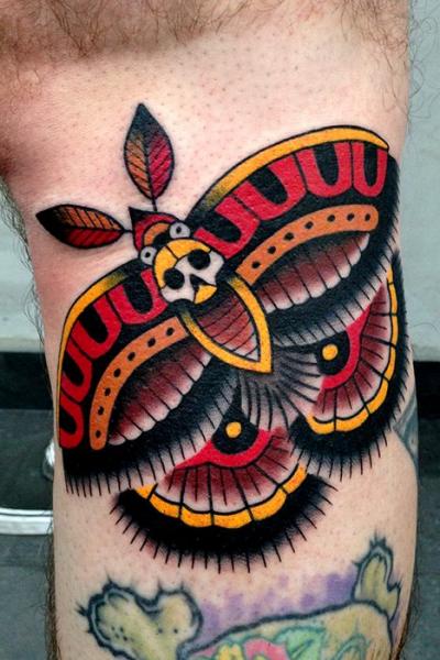 Arm Old School Moth Tattoo by Montalvo Tattoos