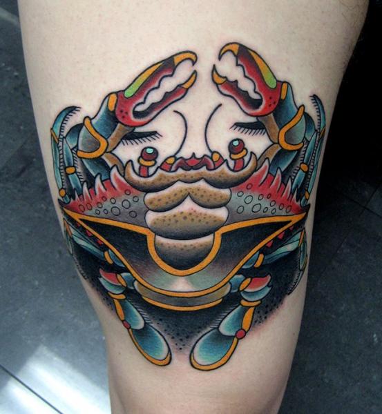 Tatuaż Old School Krab przez Montalvo Tattoos