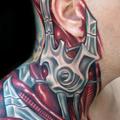 Biomechanical Neck Ear tattoo by Tattoo by Roman
