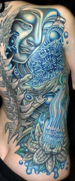 Biomechanical Side Buddha Tattoo by Tattoo by Roman