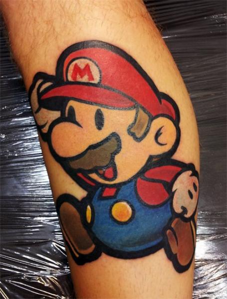 Tatuaje Brazo Fantasy Super Mario por Spilled Ink Tattoo
