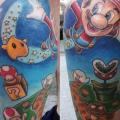 tatuaggio Fantasy Polpaccio Super Mario di Spilled Ink Tattoo