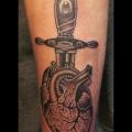 Old School Heart Dagger tattoo by Spilled Ink Tattoo