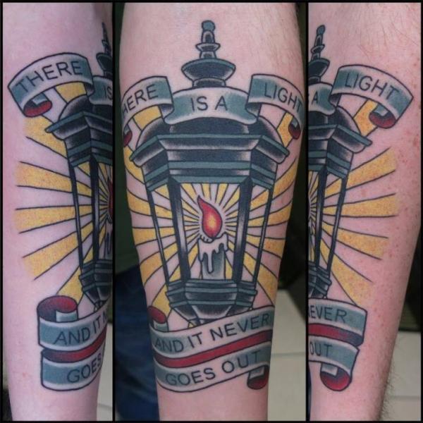 Old School Lamp Tattoo by Spilled Ink Tattoo