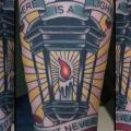 Old School Lamp tattoo by Spilled Ink Tattoo