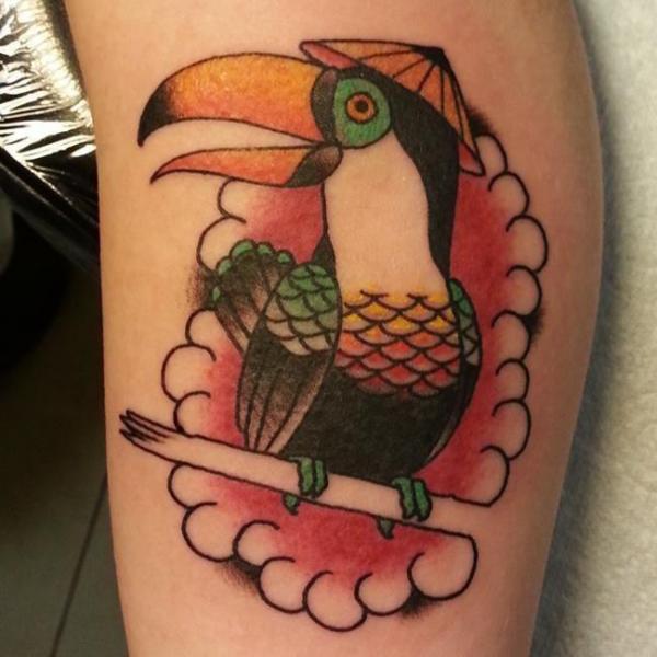 Old School Toucan Tattoo by Spilled Ink Tattoo